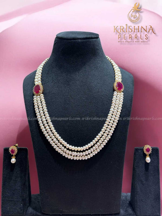 Royal Ruby Studded Pearls Two Side Broch Set