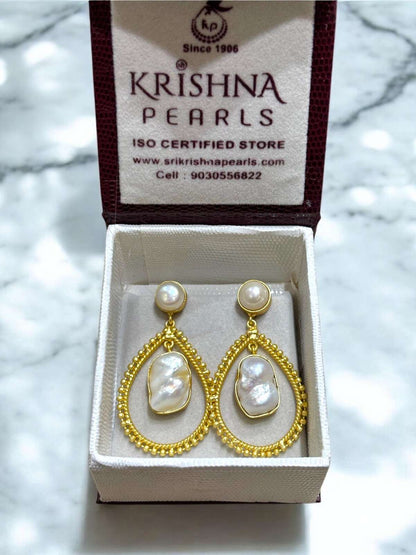 Designer Baroque And Button Pearl Hangings