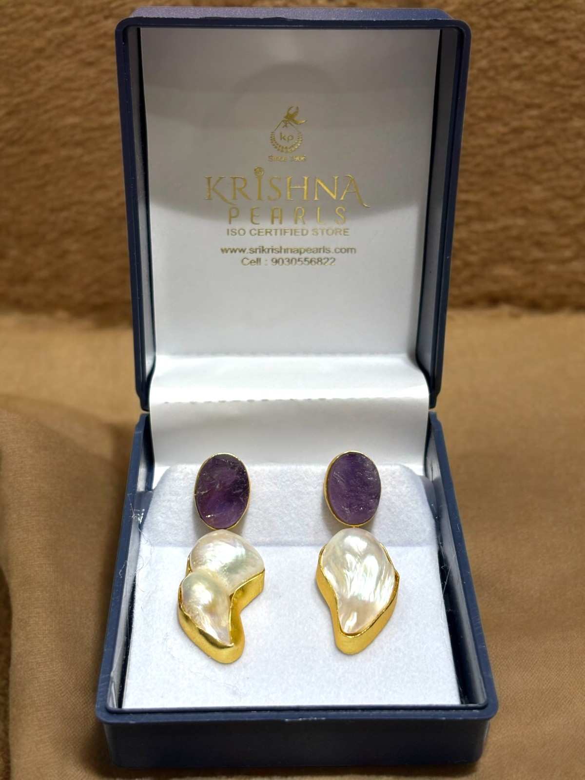 Amethyst Stone Studded With Baroque Pearl Hangings