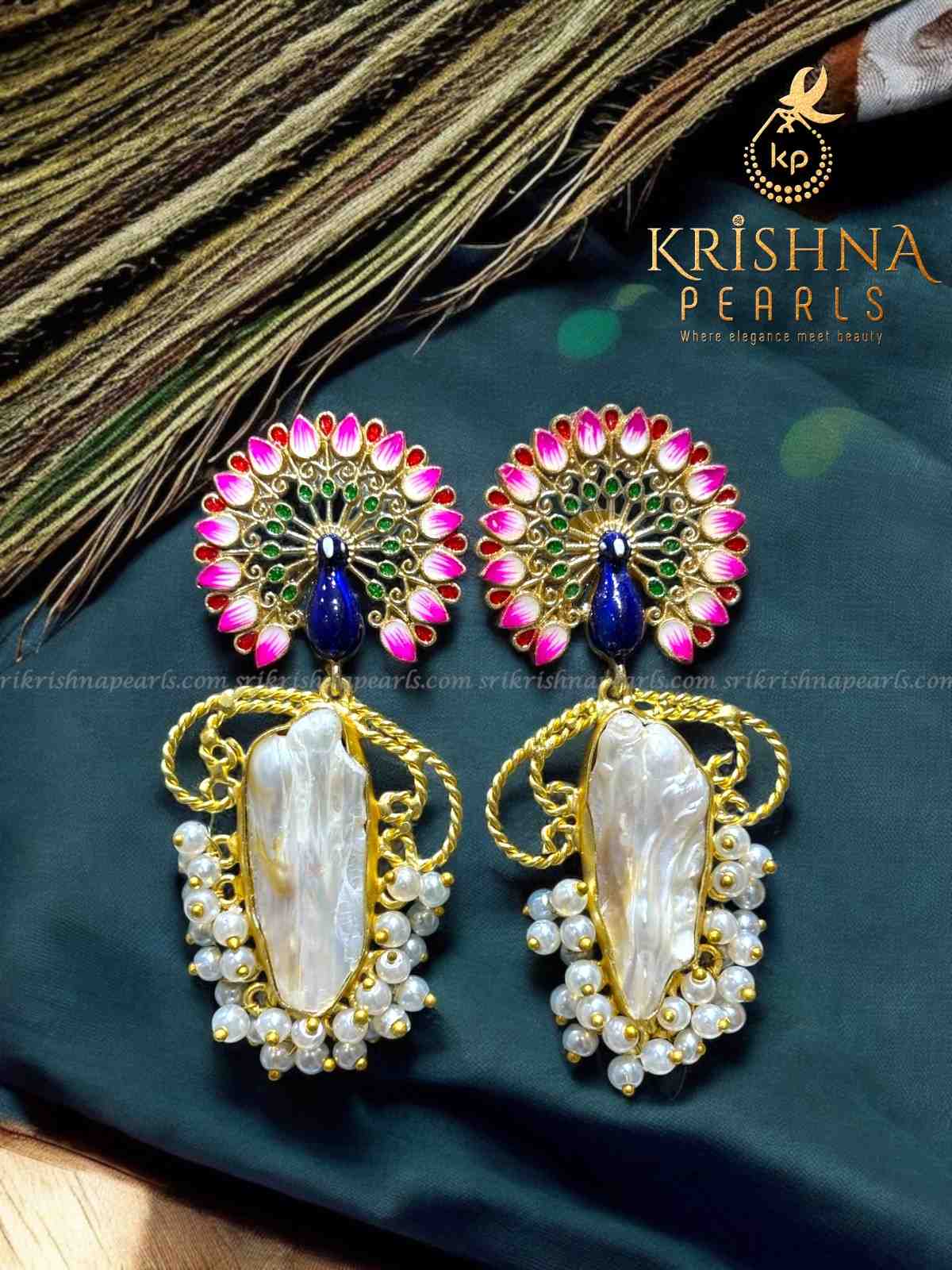 Exquisite Peacock With Baroque Pearls Earrings
