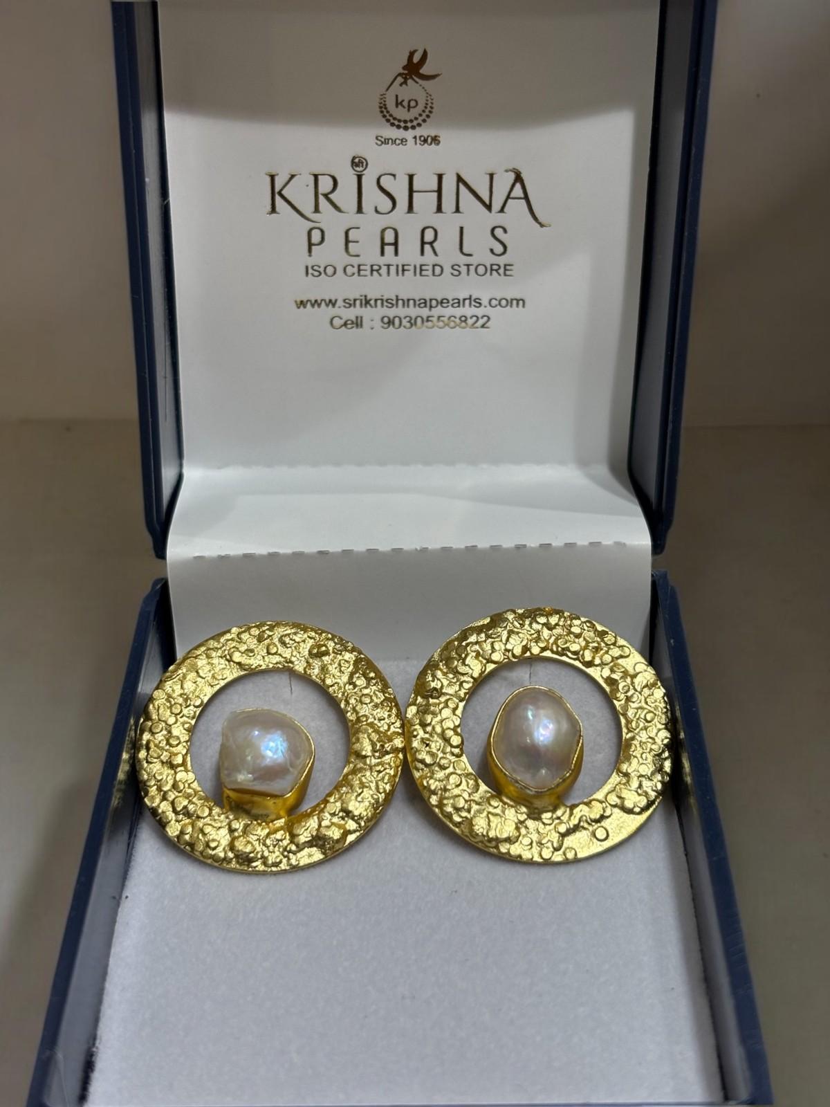 Ancient Egyptian Style Baroque Pearl Studded Earrings