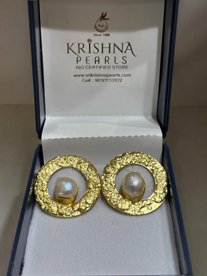 Ancient Egyptian Style Baroque Pearl Studded Earrings