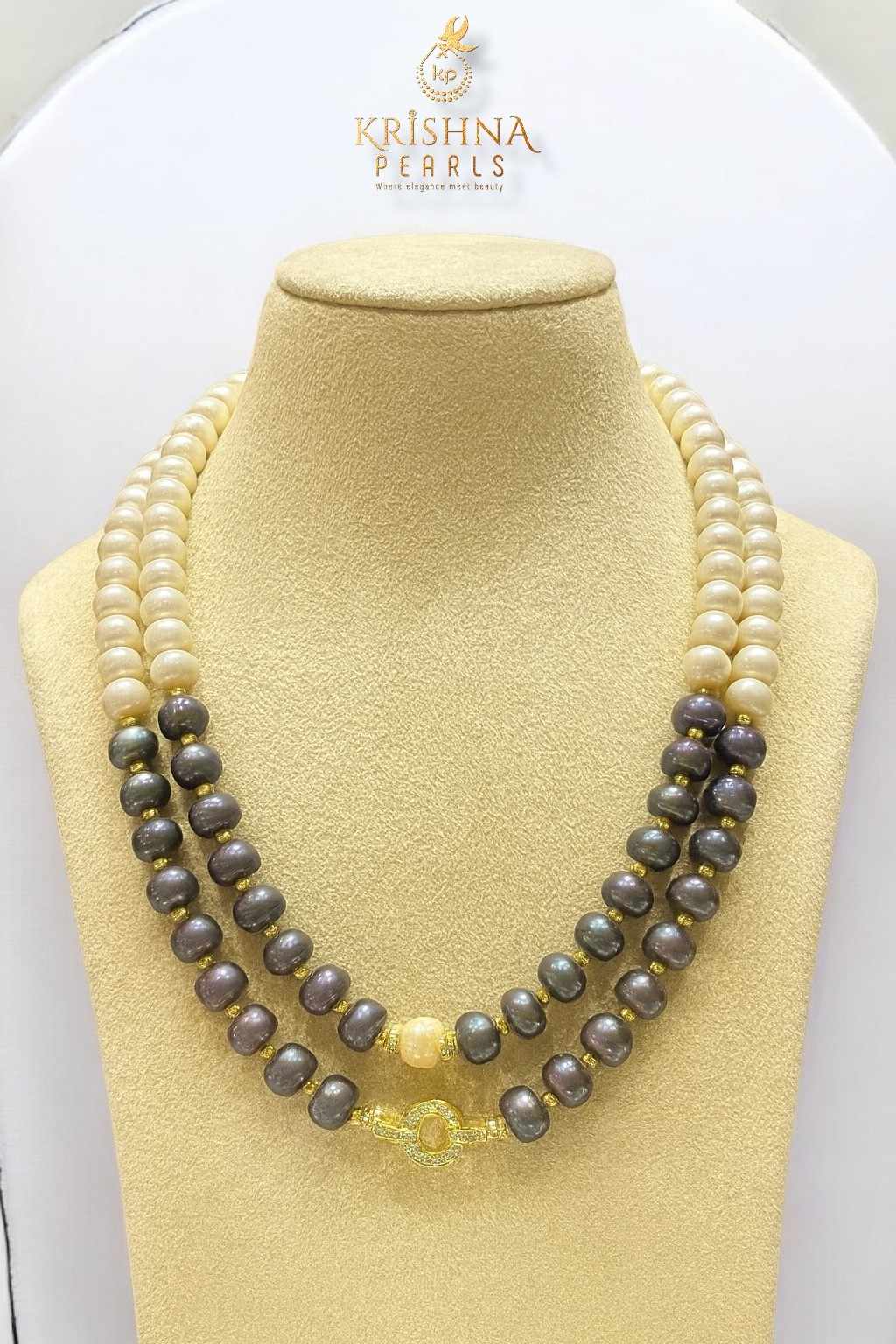 Twilight & Moonlight Double Line Pearls Necklace Set