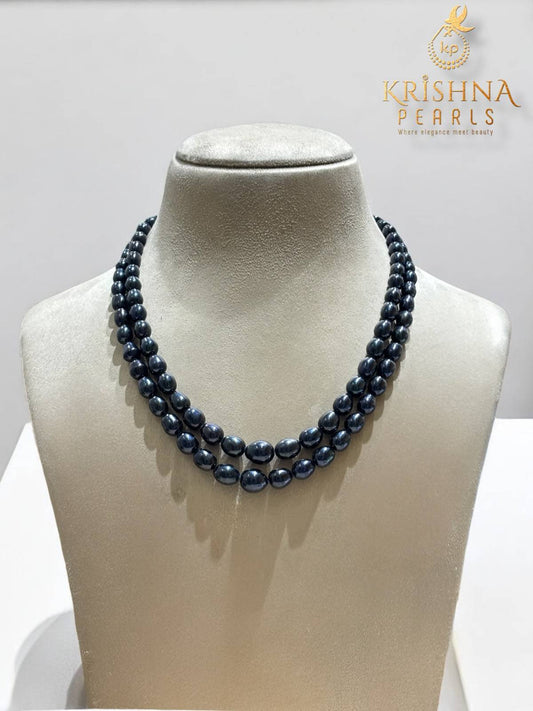 Jade Black Double Layer Gradation Pearls Necklace