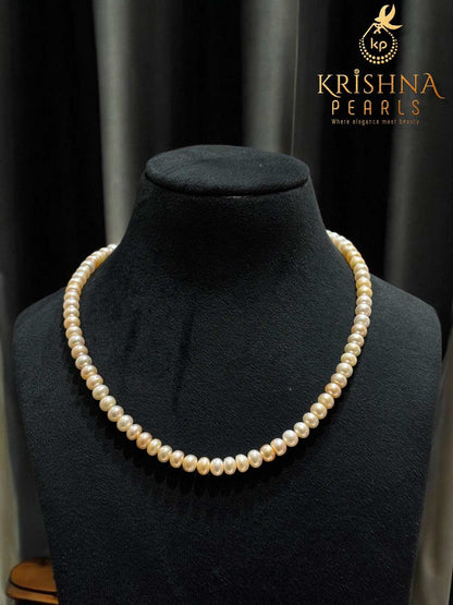 Beautiful White & Pink Plain Pearls Necklace