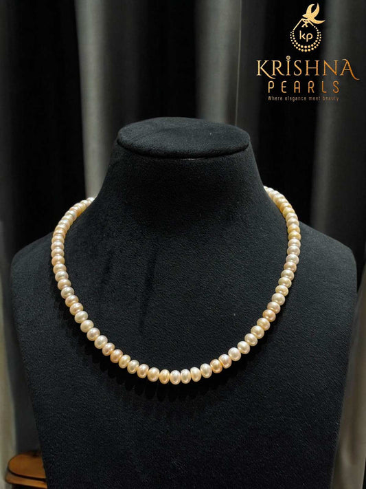 Beautiful White & Pink Plain Pearls Necklace