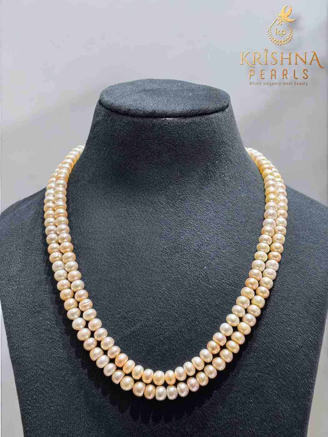 Beautiful White & Pink Double Line Plain Necklace