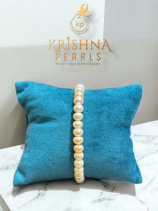 Pretty Pink & White Plain Pearls Bracelet