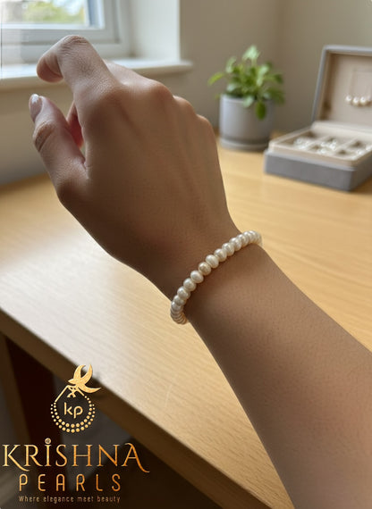 Pretty Pink & White Plain Pearls Bracelet