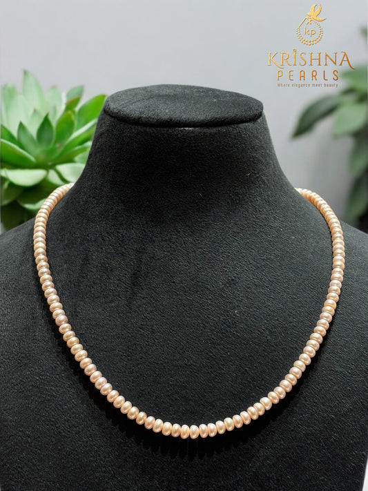 Classy Lavender Pink Plain Pearls Necklace