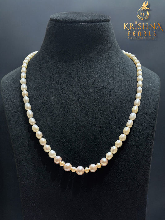 Simplistic Pearls Gradient White Pink & Peach Long Necklace