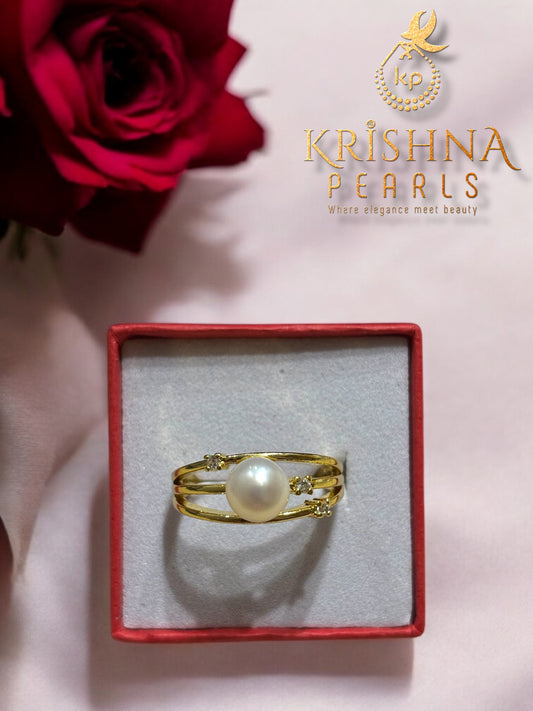 Trinity Pearl Studded Finger Ring