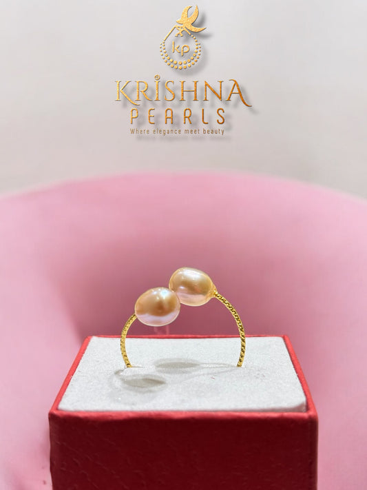 Cute Double Pearl Finger Ring