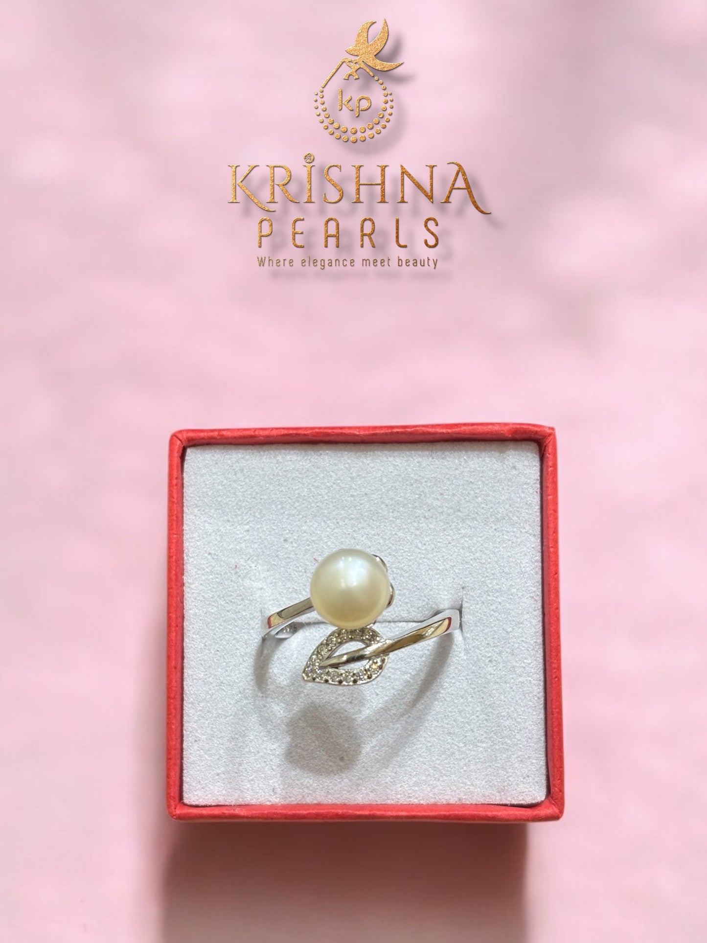 92.5 Silver Pearl Finger Ring Adjustable