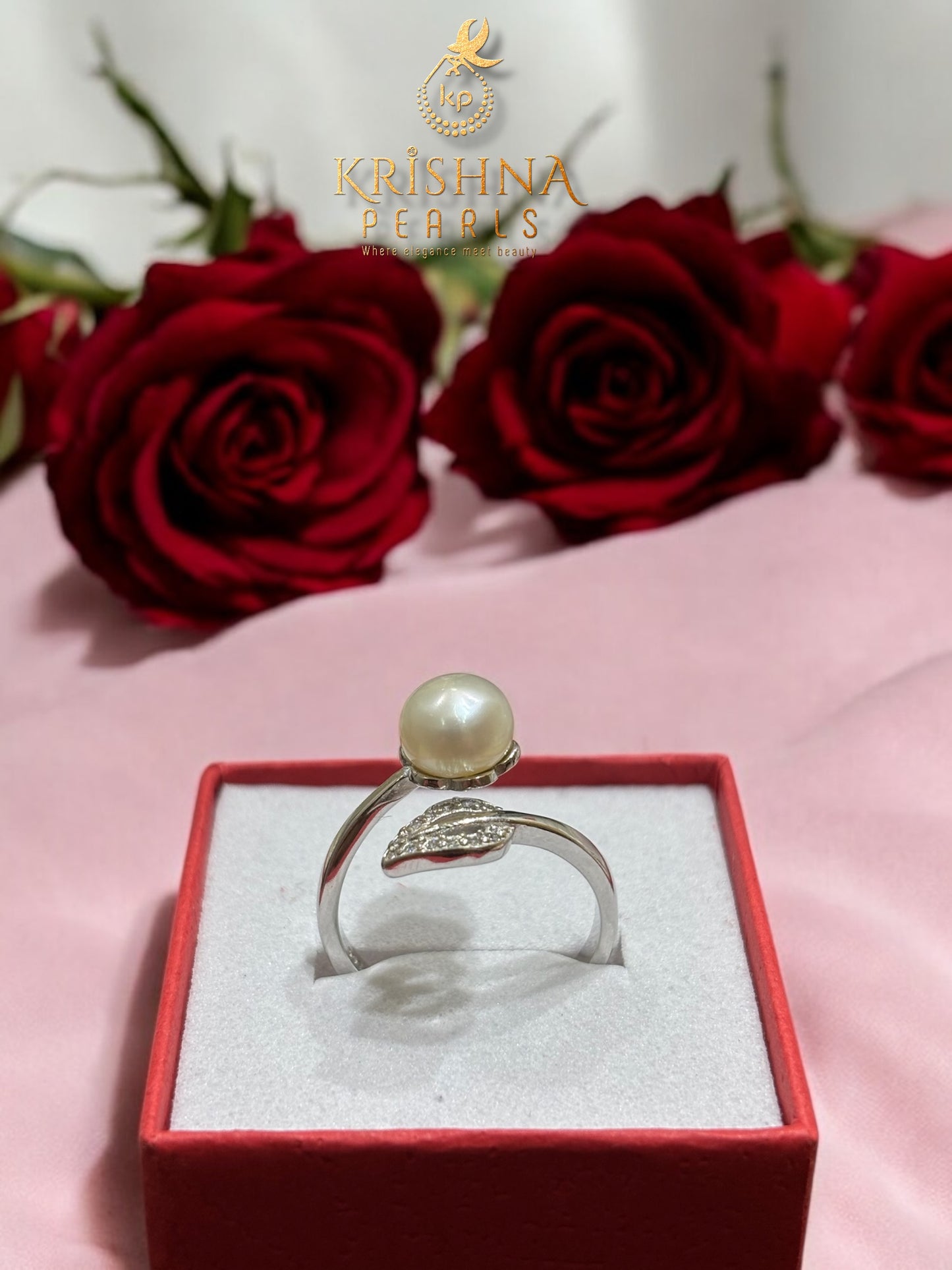 92.5 Silver Pearl Finger Ring Adjustable