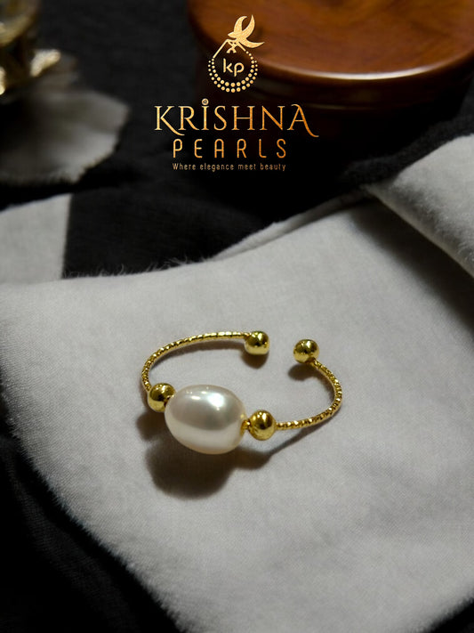 Cute Single Pearl Finger Ring Adjustable