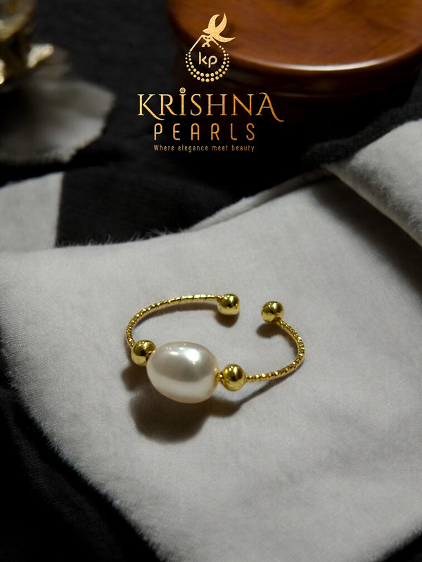 Cute Single Pearl Finger Ring Adjustable