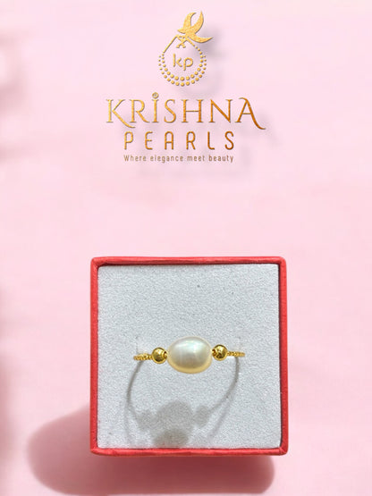 Cute Single Pearl Finger Ring Adjustable