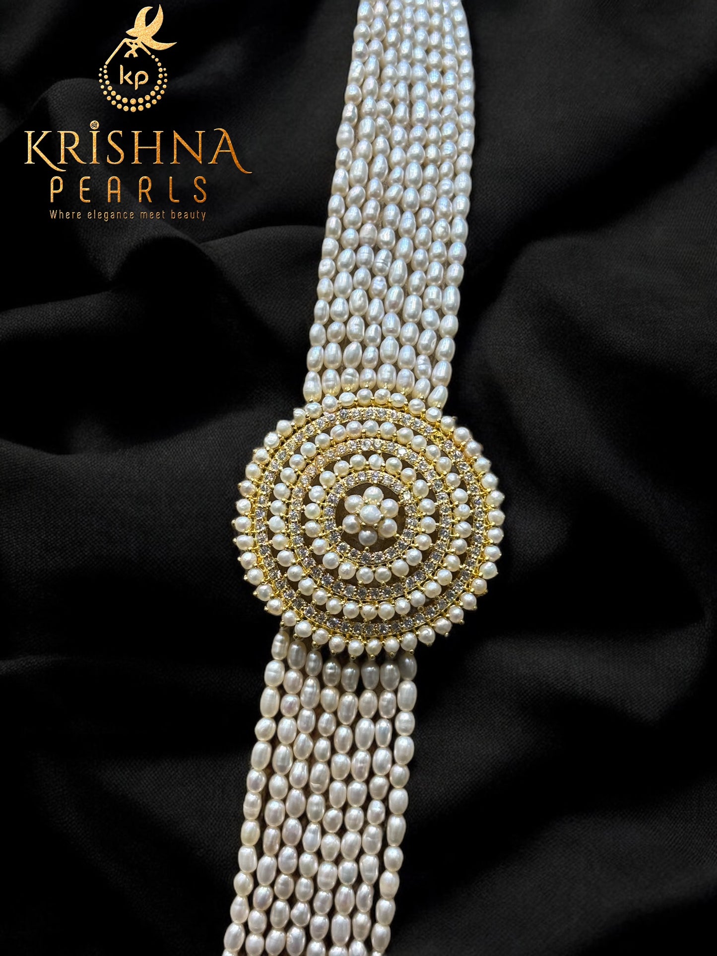 Luxurious Long Rice Pearls Necklace Set - Designed By Customer Divya