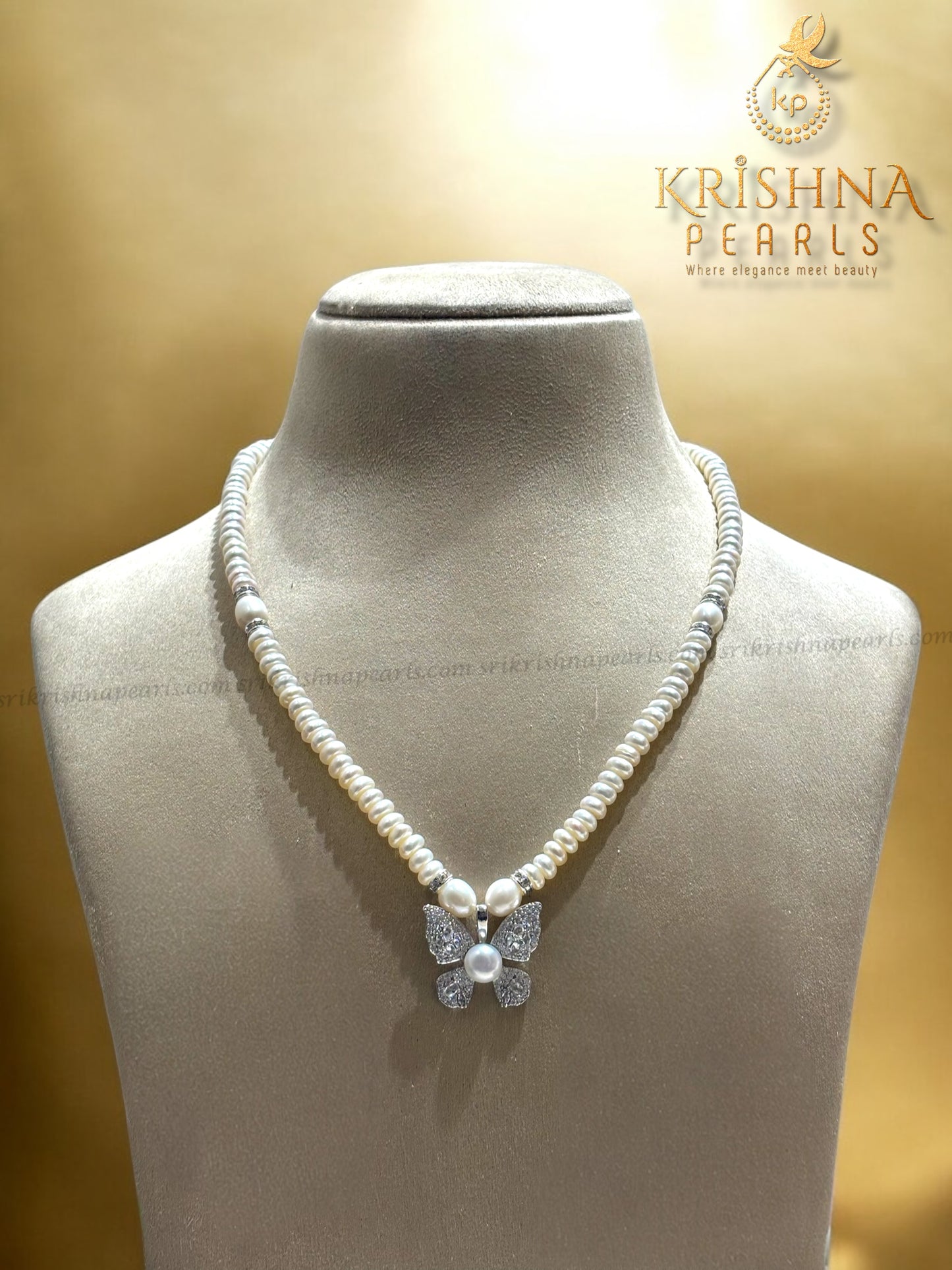 Beautiful Butterfly Pearl Studded Necklace