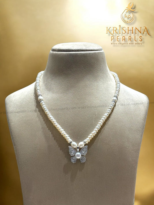Beautiful Butterfly Pearl Studded Necklace
