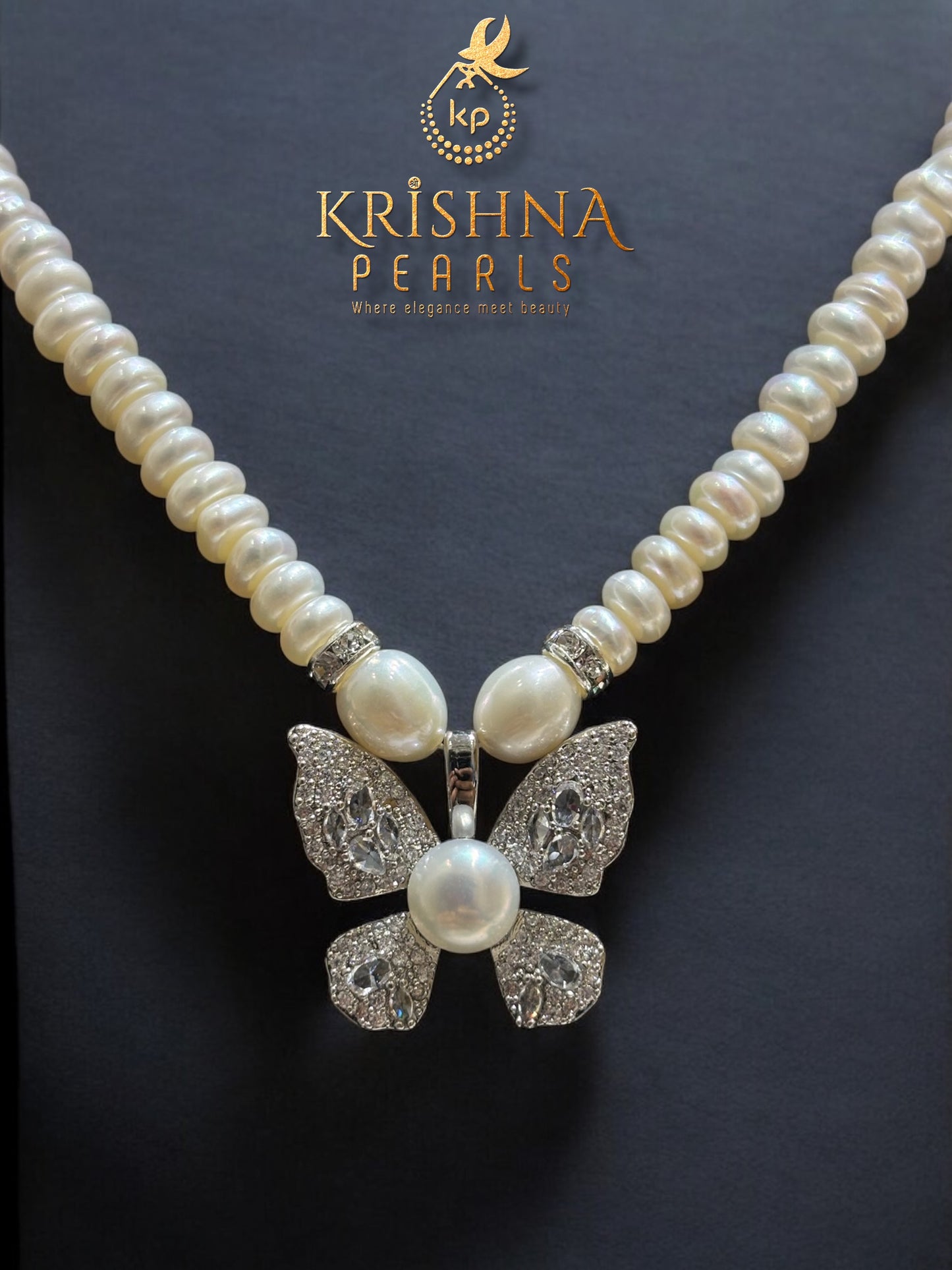 Beautiful Butterfly Pearl Studded Necklace