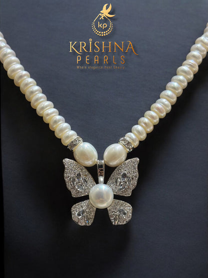 Beautiful Butterfly Pearl Studded Necklace