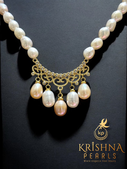 Royal Multicolour Single Line Pearls Pendent Set