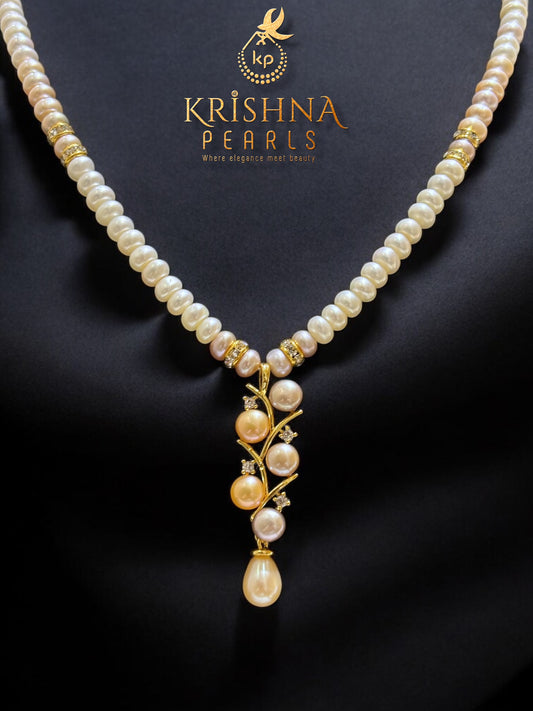 Adorable Natural Multicolour Pearls Studded Pendent With Multo Colour Pearls Necklace Set