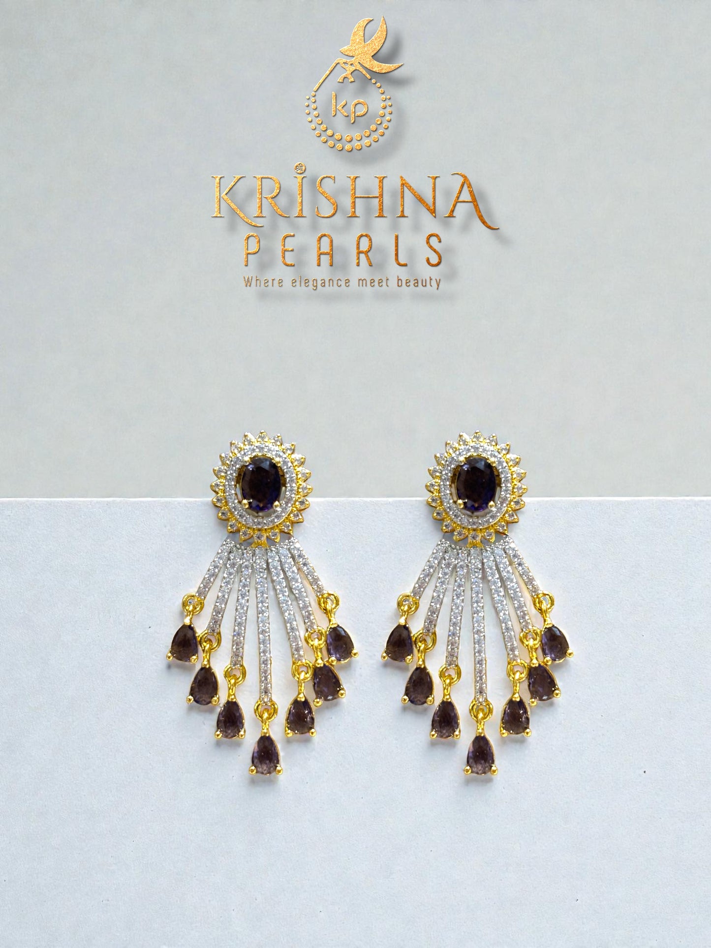 Luxurious Amethyst Studded Pendent With Button Pearls Necklace Set