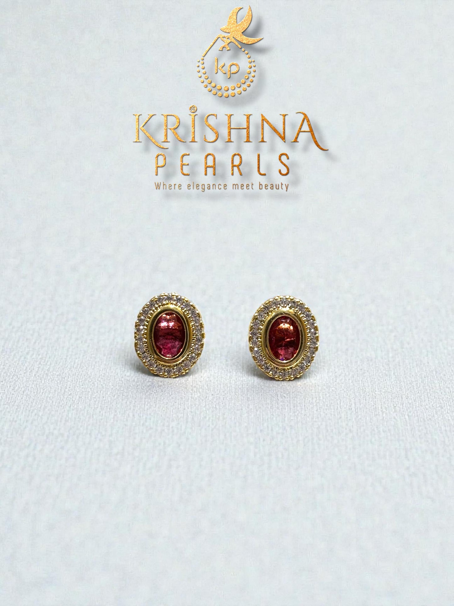 Beautiful Red Stone Studded Pearls Necklace Set