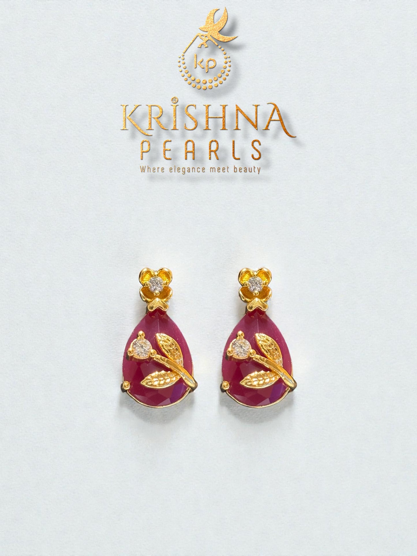 Beautiful Red Stone Studded Pendent With Pearls Necklace Set