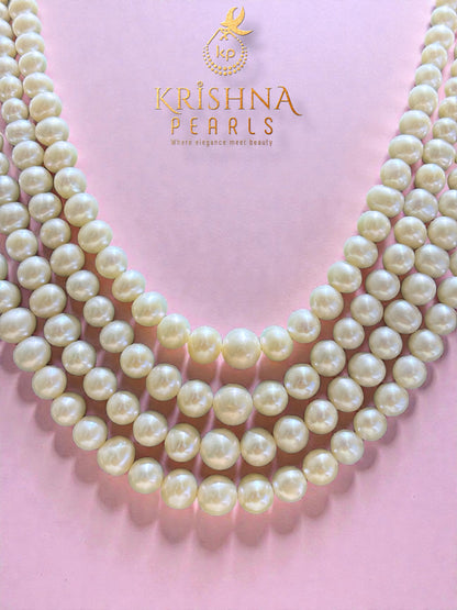Royal Round Pearls Gradation Four Layers Necklace