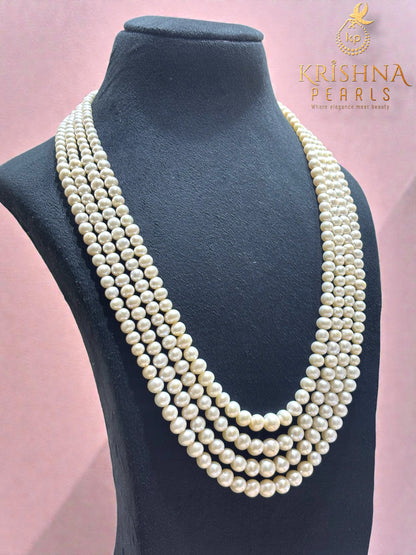 Royal Round Pearls Gradation Four Layers Necklace