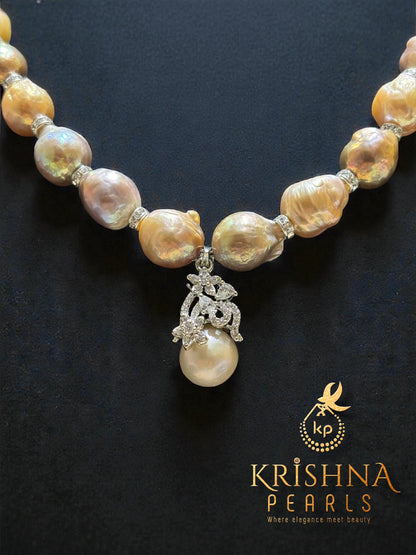 Baroque Pearl Pendent With Baroque Pearls Single Line Necklace Set