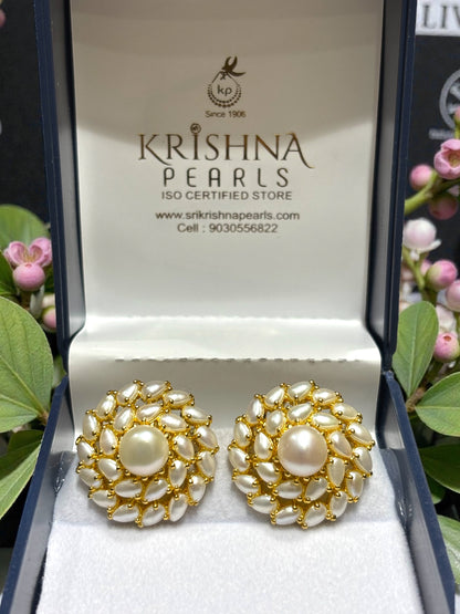 Royal Pearls Studded Big Size Ear Studds