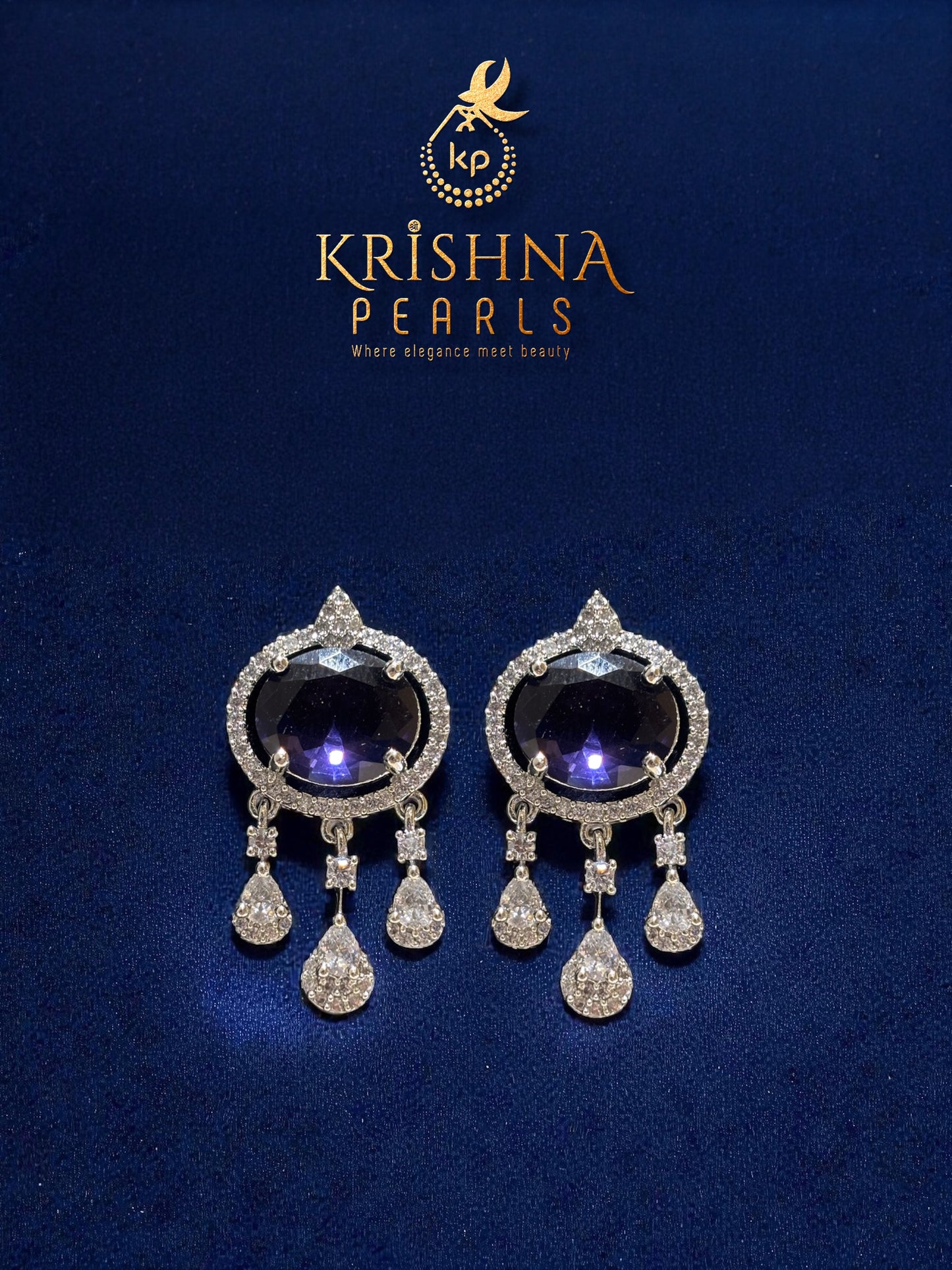 Amethyst Studded Three Line Pearls Choker Set