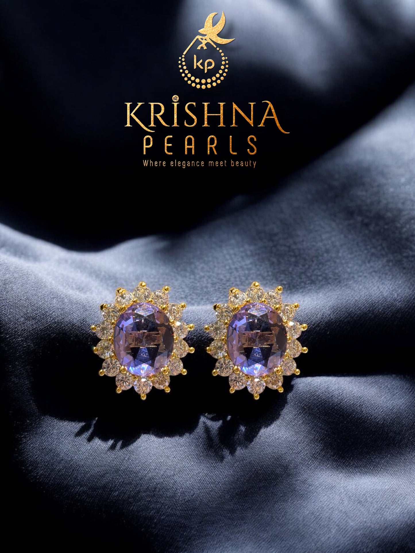 Adorable Amethyst Studded Pendent With Pearls Double Layer Necklace Set