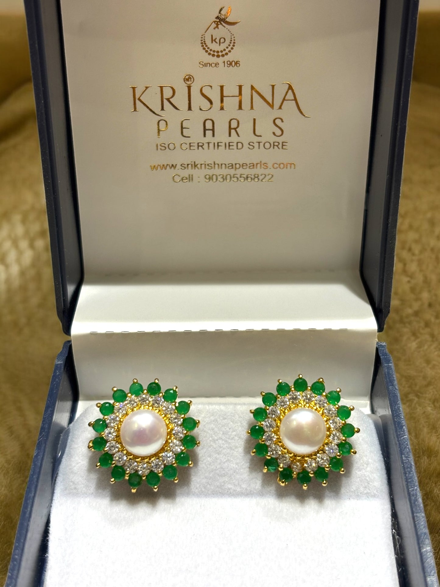 Emeralds & Big Pearl Studded Big Size Earrings