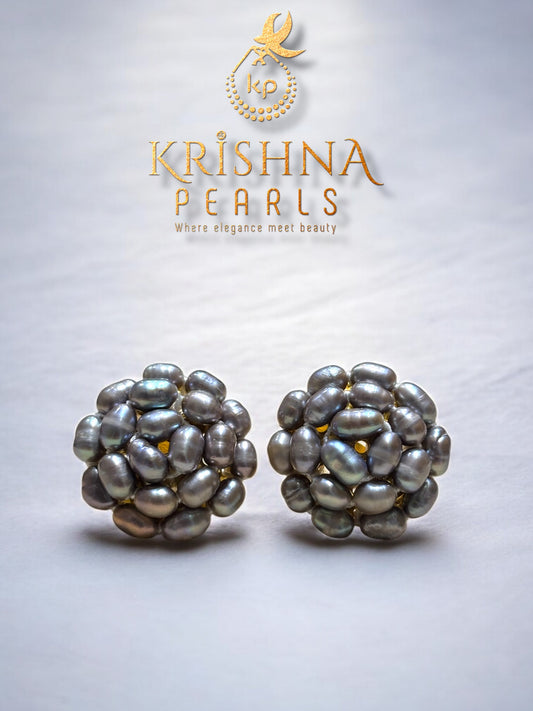 Classic Lavender Rice Pearls Big Size Earrings