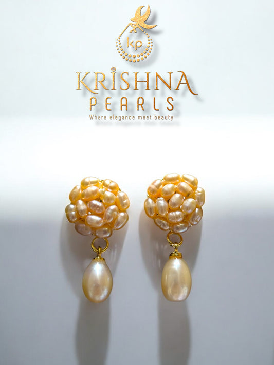 Adorable Rice Pearls With Pearl Droplet Hangings