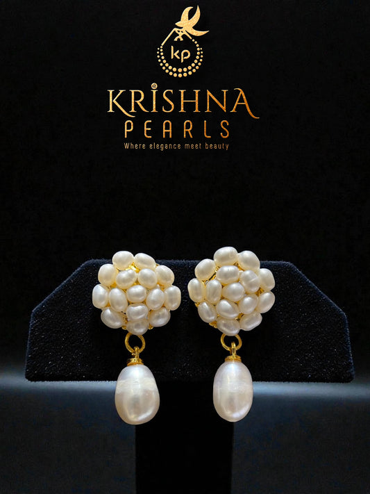 Adorable Rice Pearls With Pearl Droplet Hangings