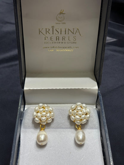 Adorable Rice Pearls With Pearl Droplet Hangings