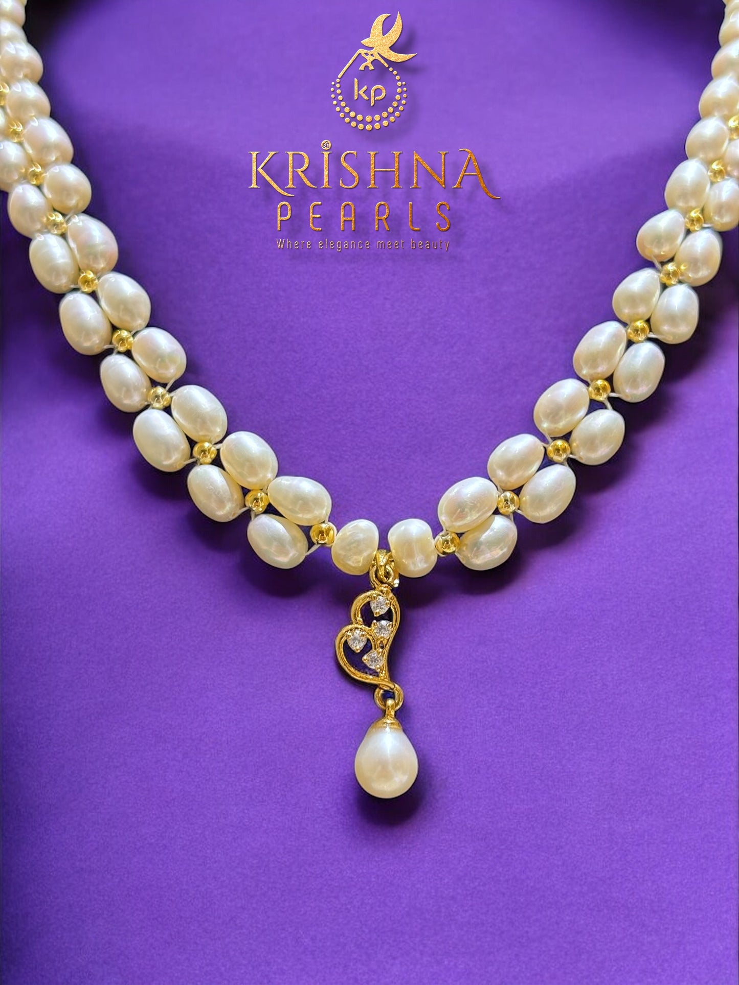 Cute Heart Pendent With Pearls Necklace Set