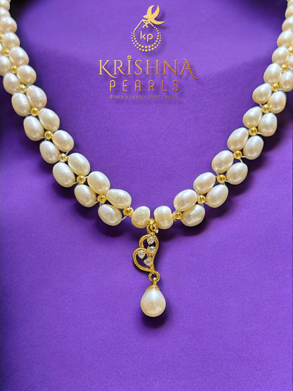 Cute Heart Pendent With Pearls Necklace Set