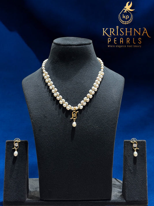 Adorable Oval Pearls Double Layer Necklace Set