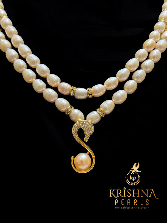 Cute Swan Pendent With Pink Pearls Necklace Set