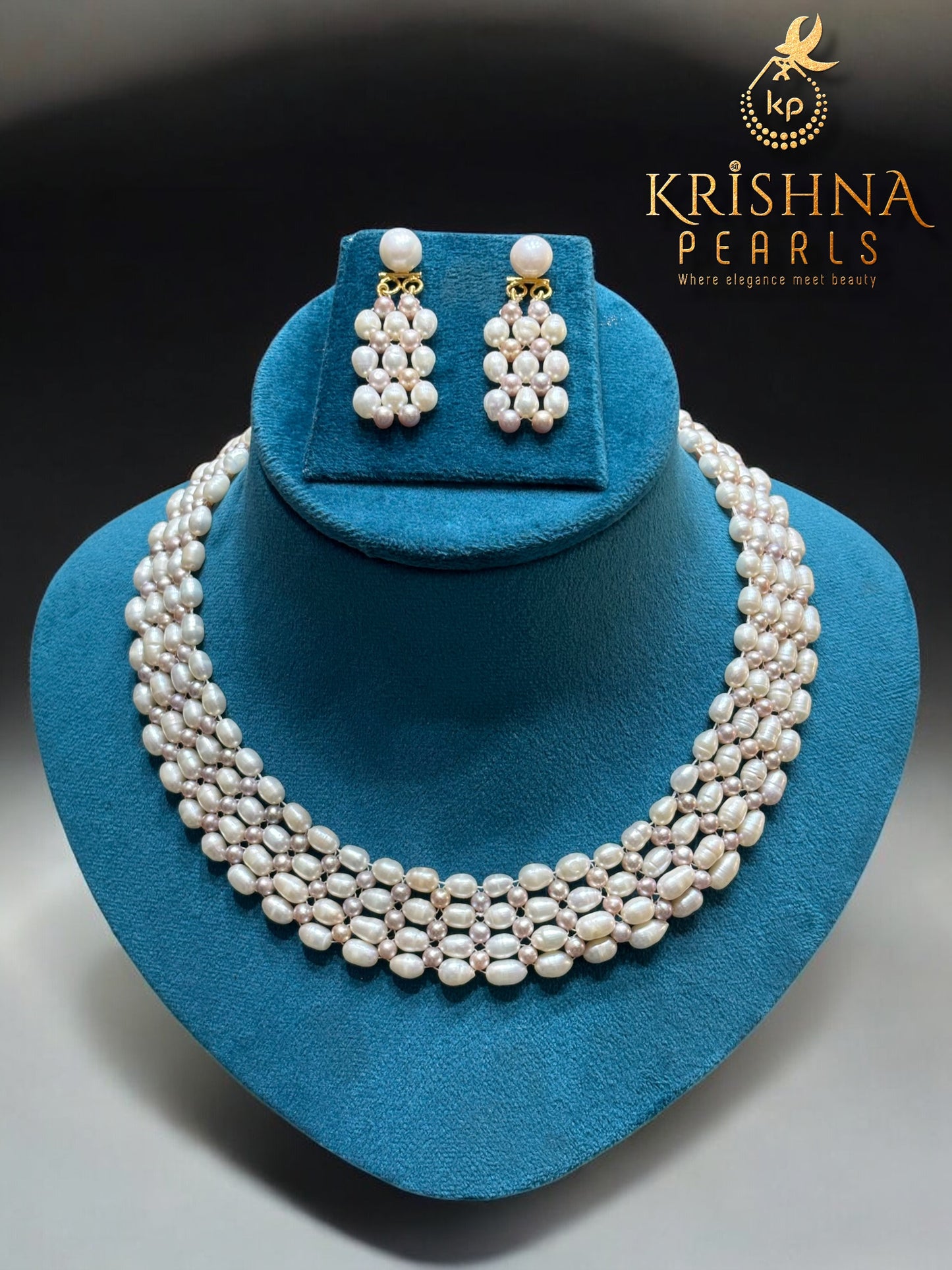 Exclusive HandCrafted Jali Work Pearls Necklace Set
