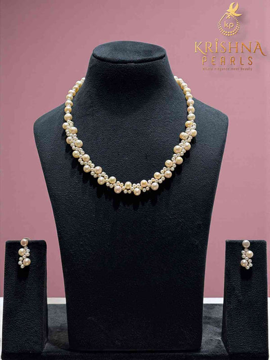 Adorable Pink Plain Pearls Designer Necklace Set