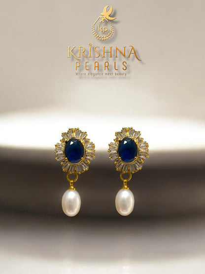 Adorable Blue Sapphire Studded Two Layer Pearls Choker Set